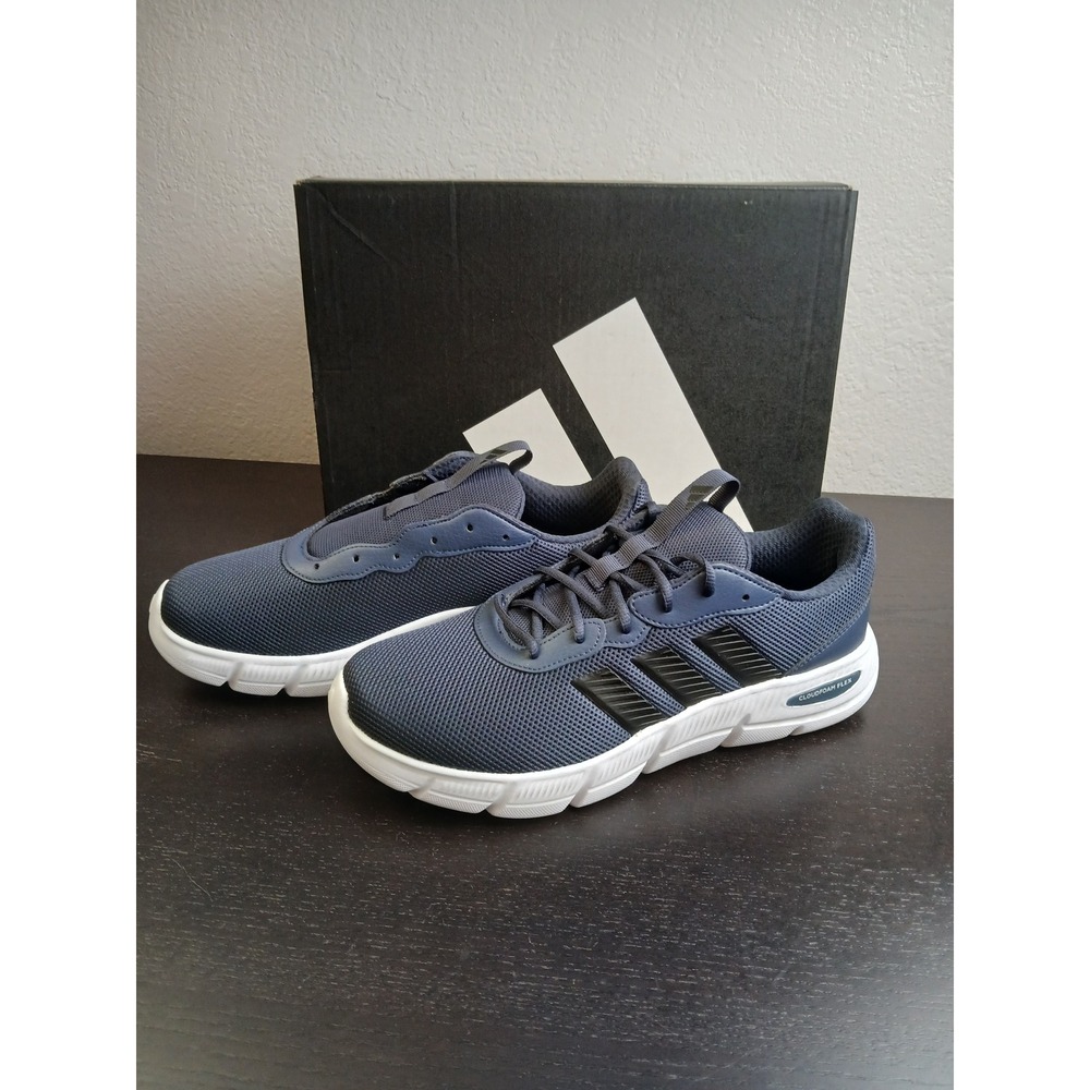Adidas Mens Cloudfoam Flex Laces Navy Black White Running Shoes HQ4853 Size 11 W